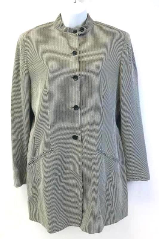 Vintage Emanuel Ungaro Women’s Striped Jacket Sz 6 40 Black White Button Front