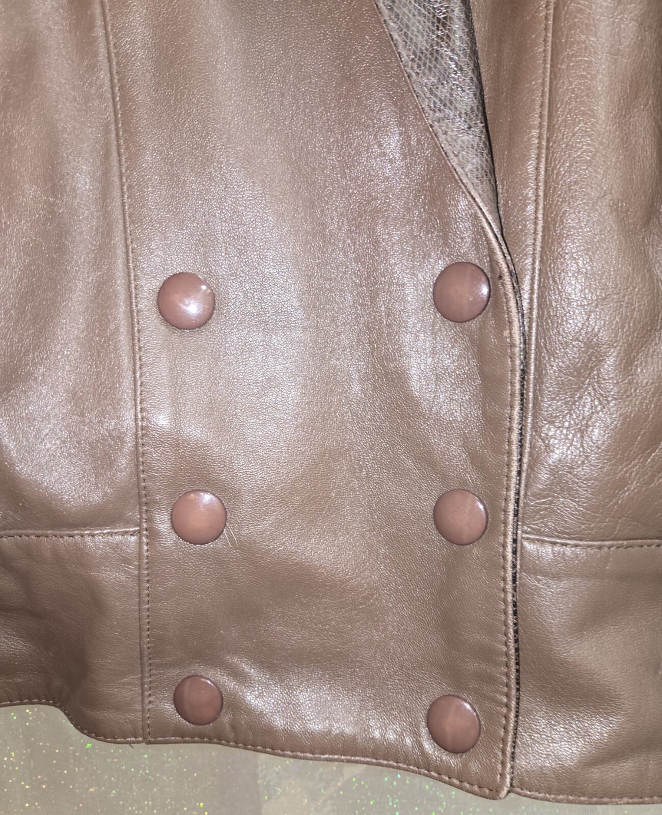 Vintage Lora Two Tone Brown Leather Jacket Size 12