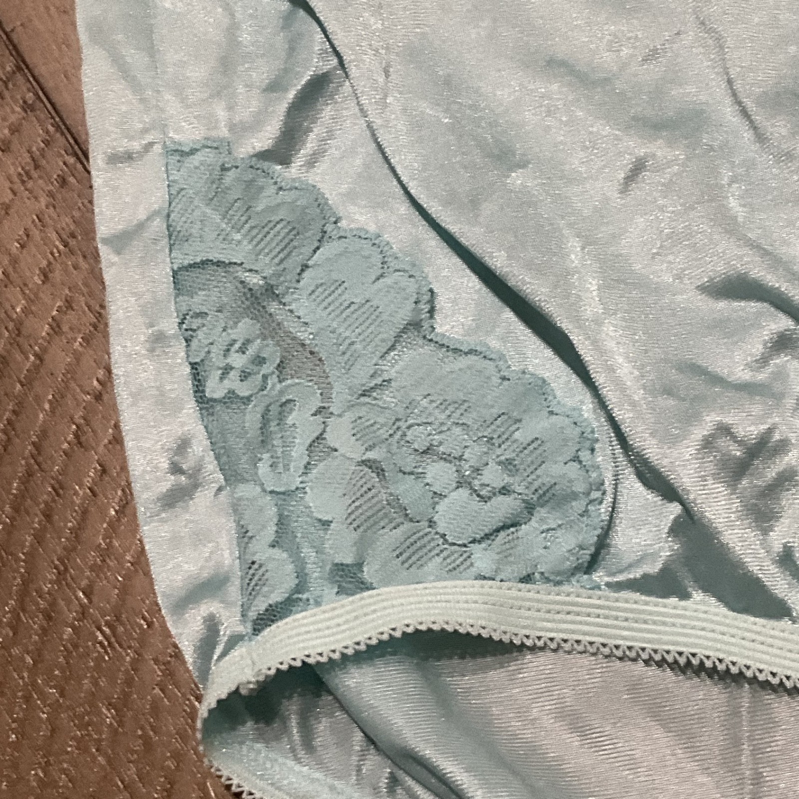 Vintage Vanity Fair Shiny Nylon Blue w/ Lace Granny Panty Sz 8 Style 13-001
