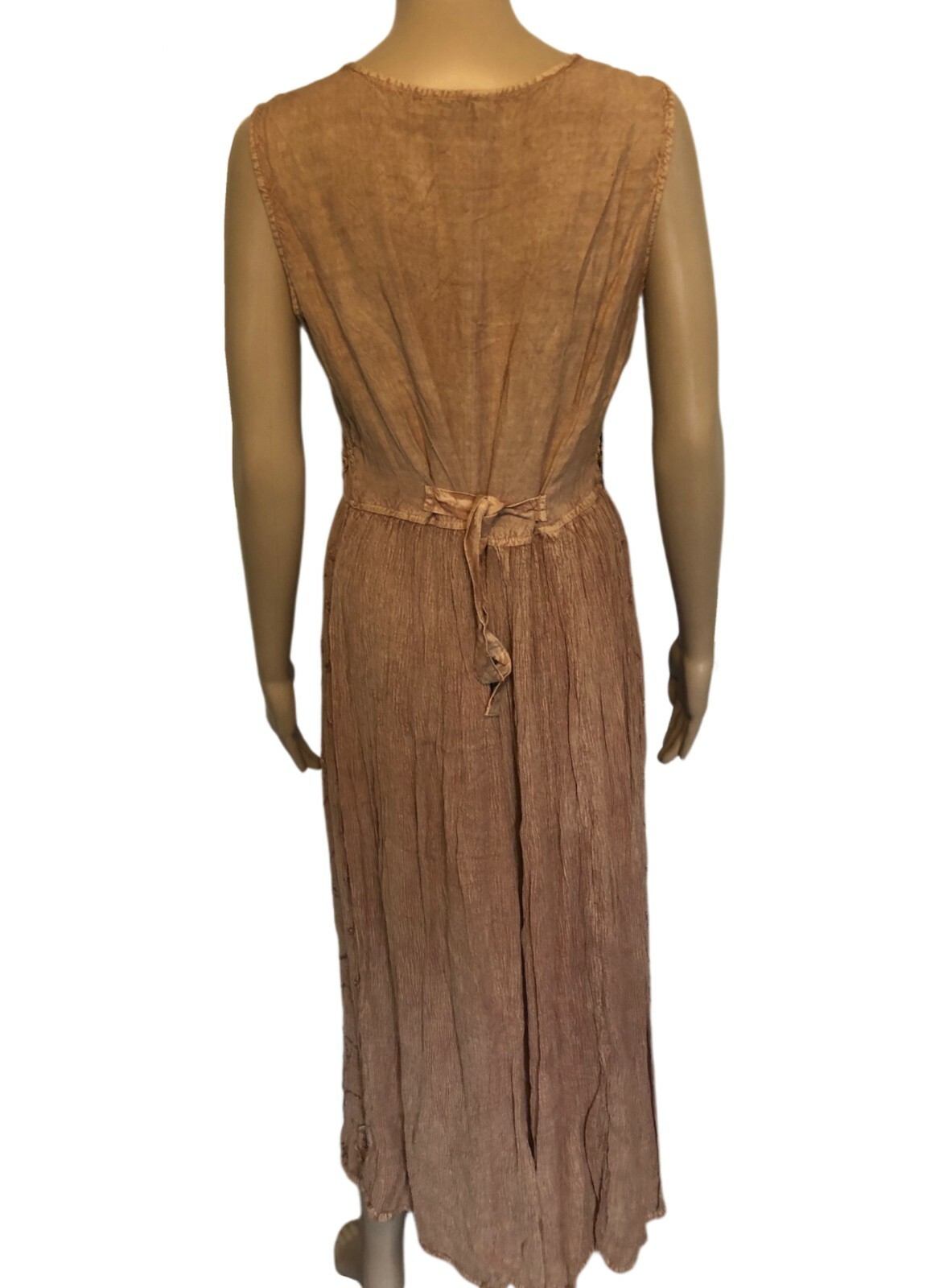 VTG 80s M.P.H. Funky Boho Hippie Embroidered Casual Midi Dress Sz M