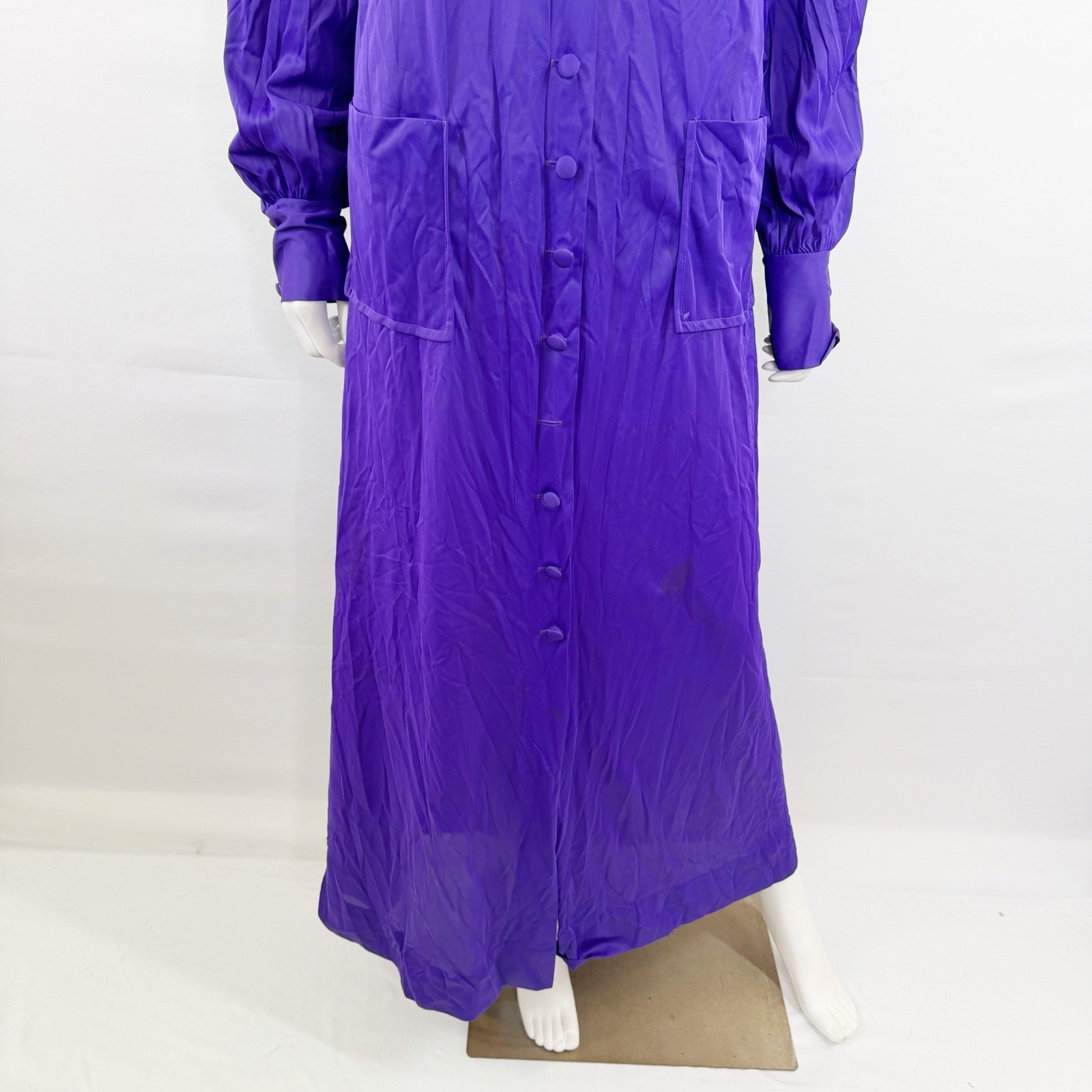 Vintage Le Voy’s Purple Shirt Maxi Dress Size M Casual Modest Classic Collared