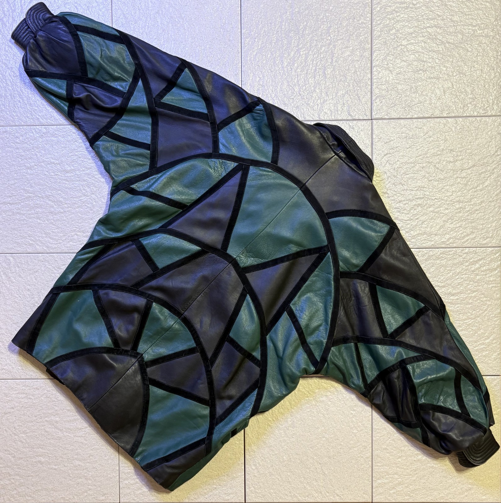 Rare Vintage Yves Saint Laurent Patchwork Leather Batwing Jacket 80s YSL Paris