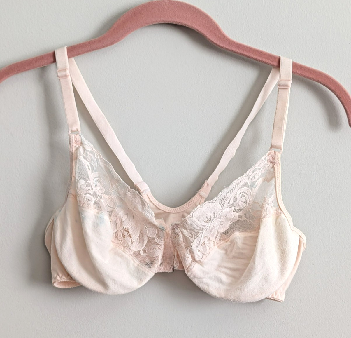 Vtg Victoria’s Secret Gold Tag Lace Bra 36C Racerback Front Clasp BLUE TRANSFER