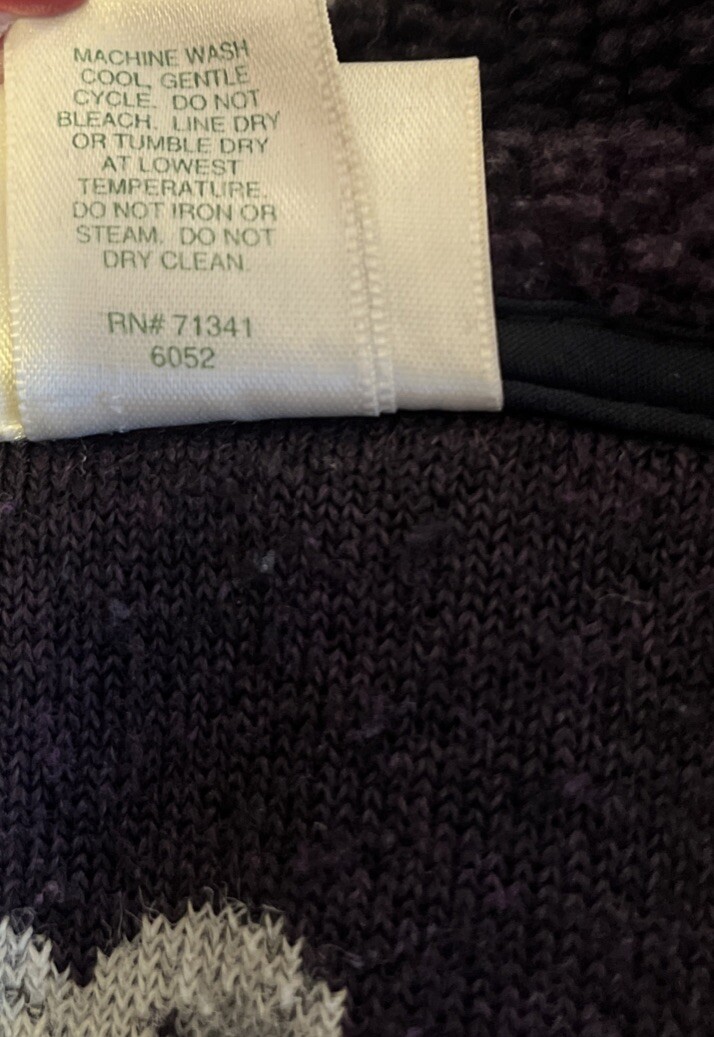Vintage L.L. Bean Sherpa Fleece Jacket Flower Print Purple Women’s M:Youth XL