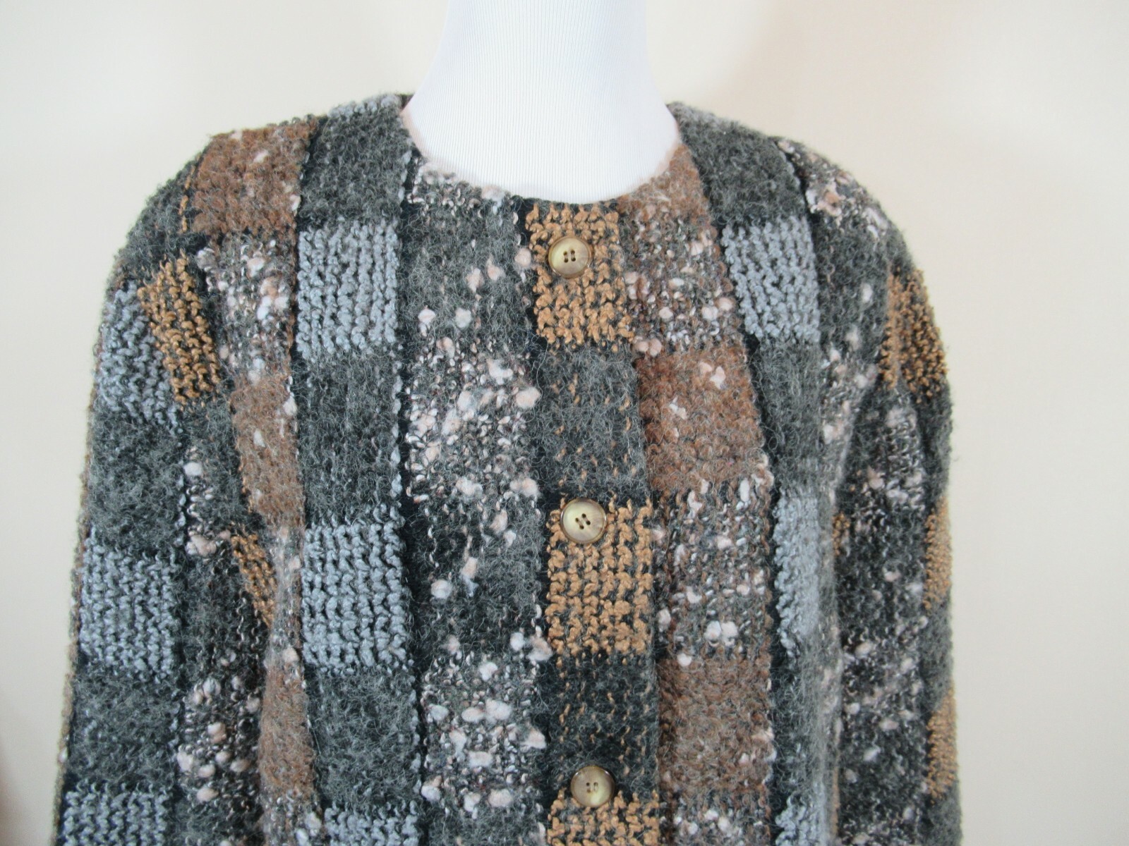 Vintage John Meyer Boucle Mohair Blend Blazer Jacket Checked