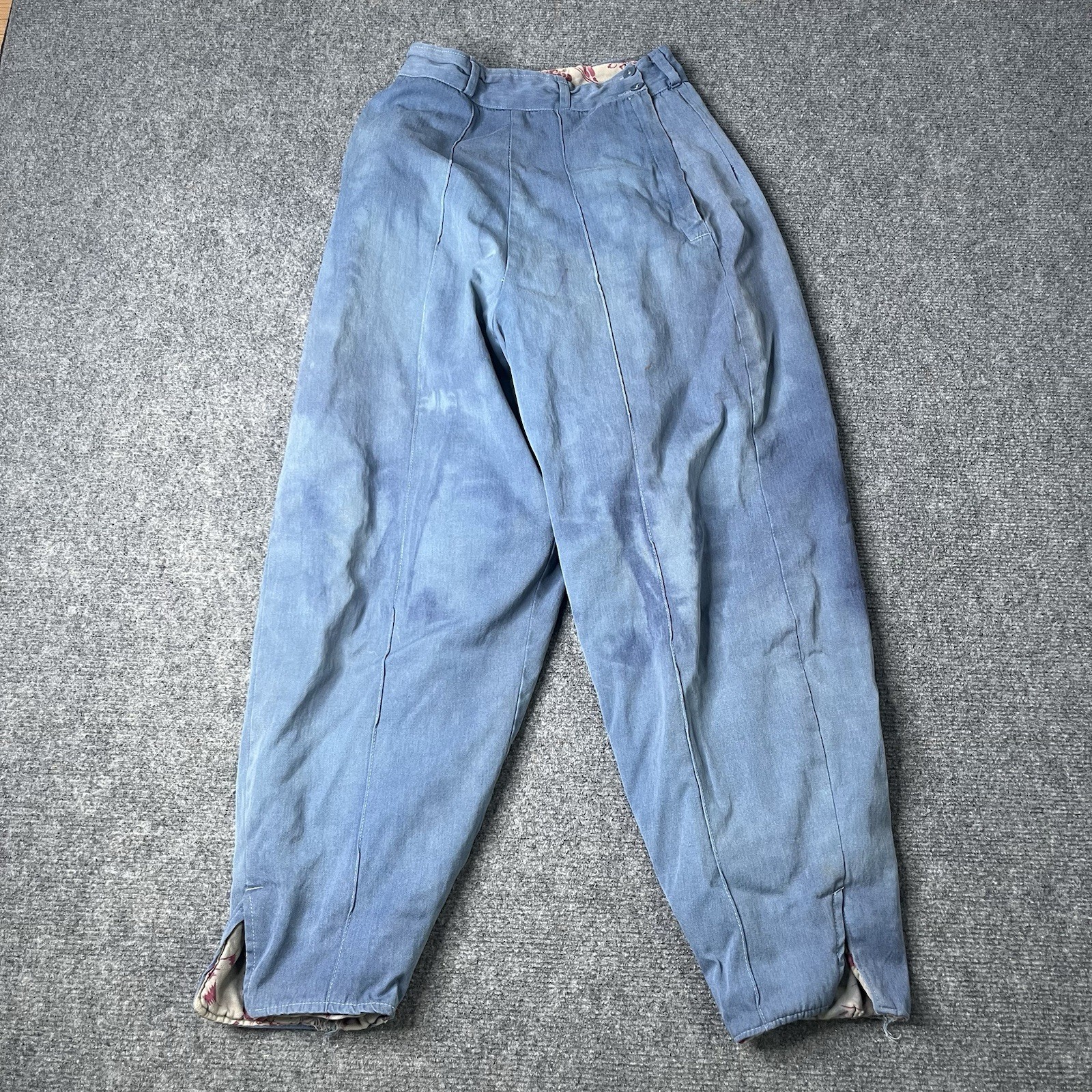 Vtg 50s 60s womens side zip pants pedal pusher workwear farm worn Distressed