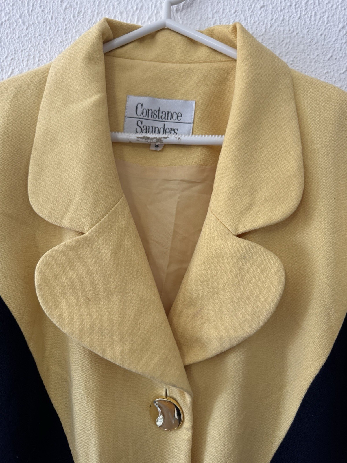 Vintage Constance Saunders Yellow & Blue Womens Dress 1990