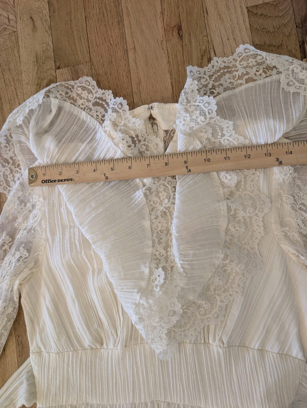 VTG 70s Prairie Maxi Dress Ivory Lace Victorian Revival S Boho Cottagecore Bride
