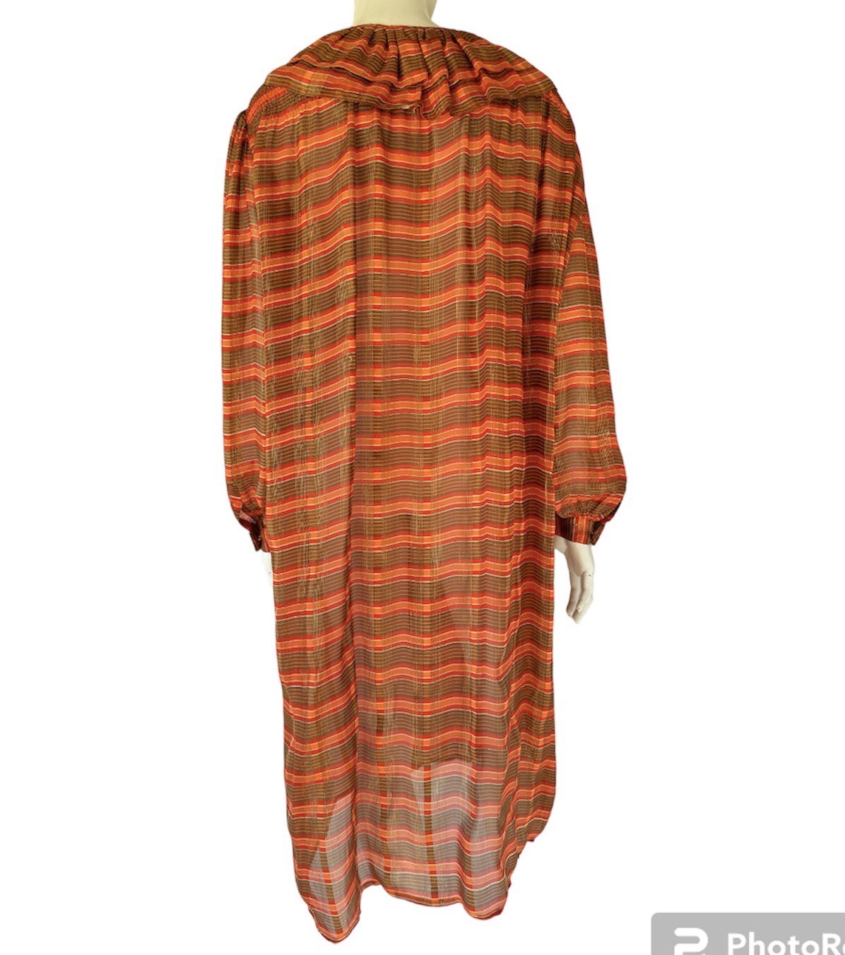 Rare vtg Valentino Studio Jack Mulqueen 70’s semi sheer silk metallic M/6