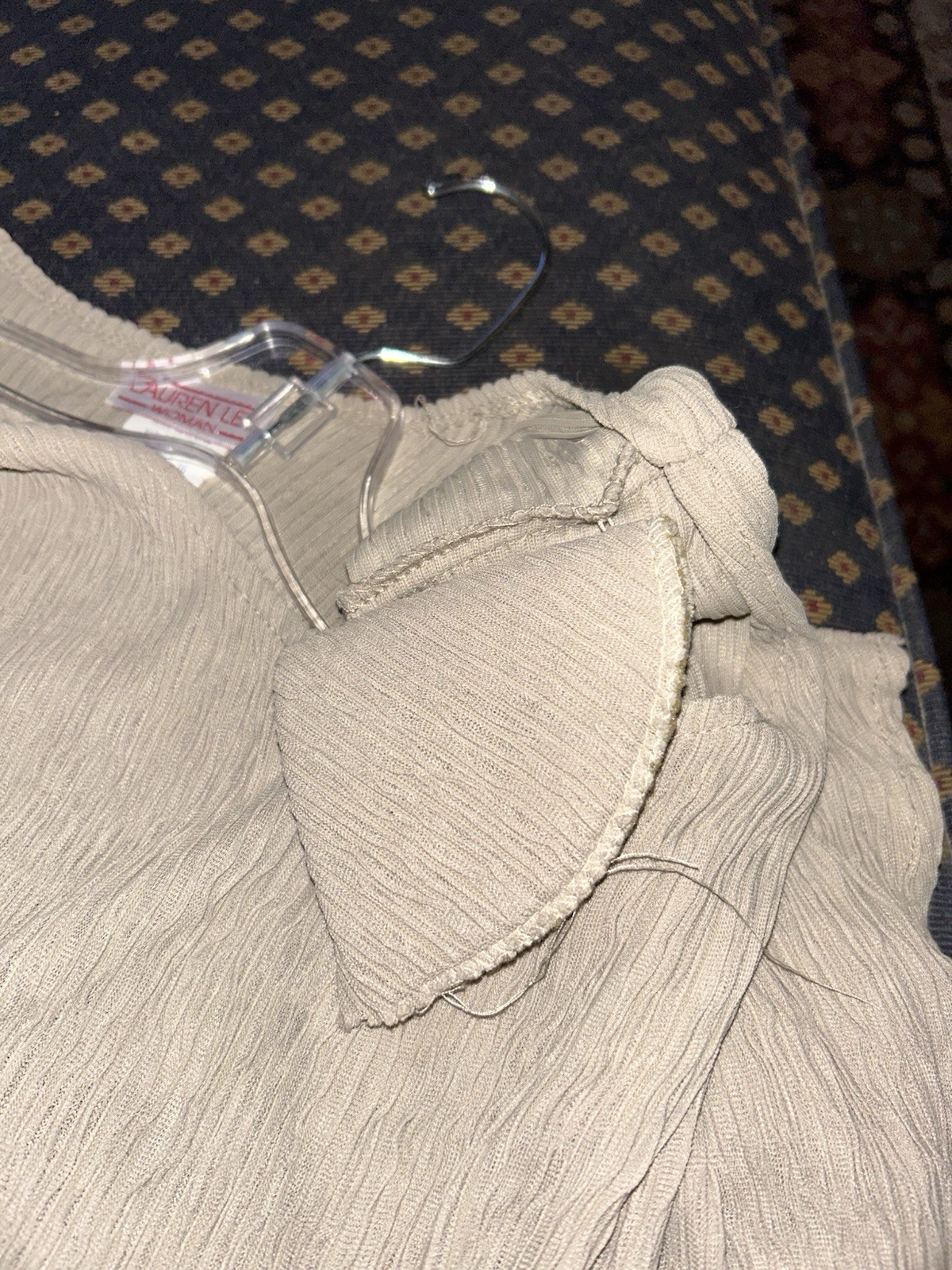 Laura Lee Woman Vintage Shoulder Pads Pleated Grey Green Color Nylon 16w/36