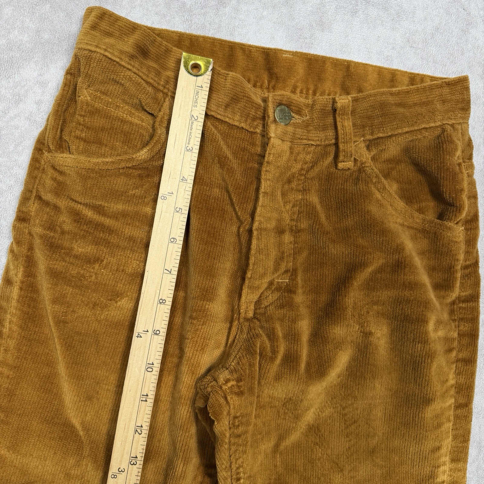 Vintage 60s/70s Women’s Bell Bottom Corduroy Pants 26×28″ Brown Talon Zip Long L