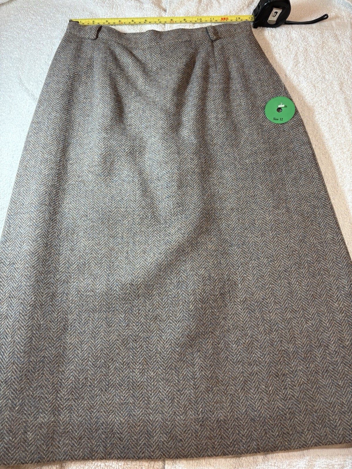 Vintage Gray 100% Wool Houndstooth Midi Skirt Sz 4/6 Academia Ivy League Preppy