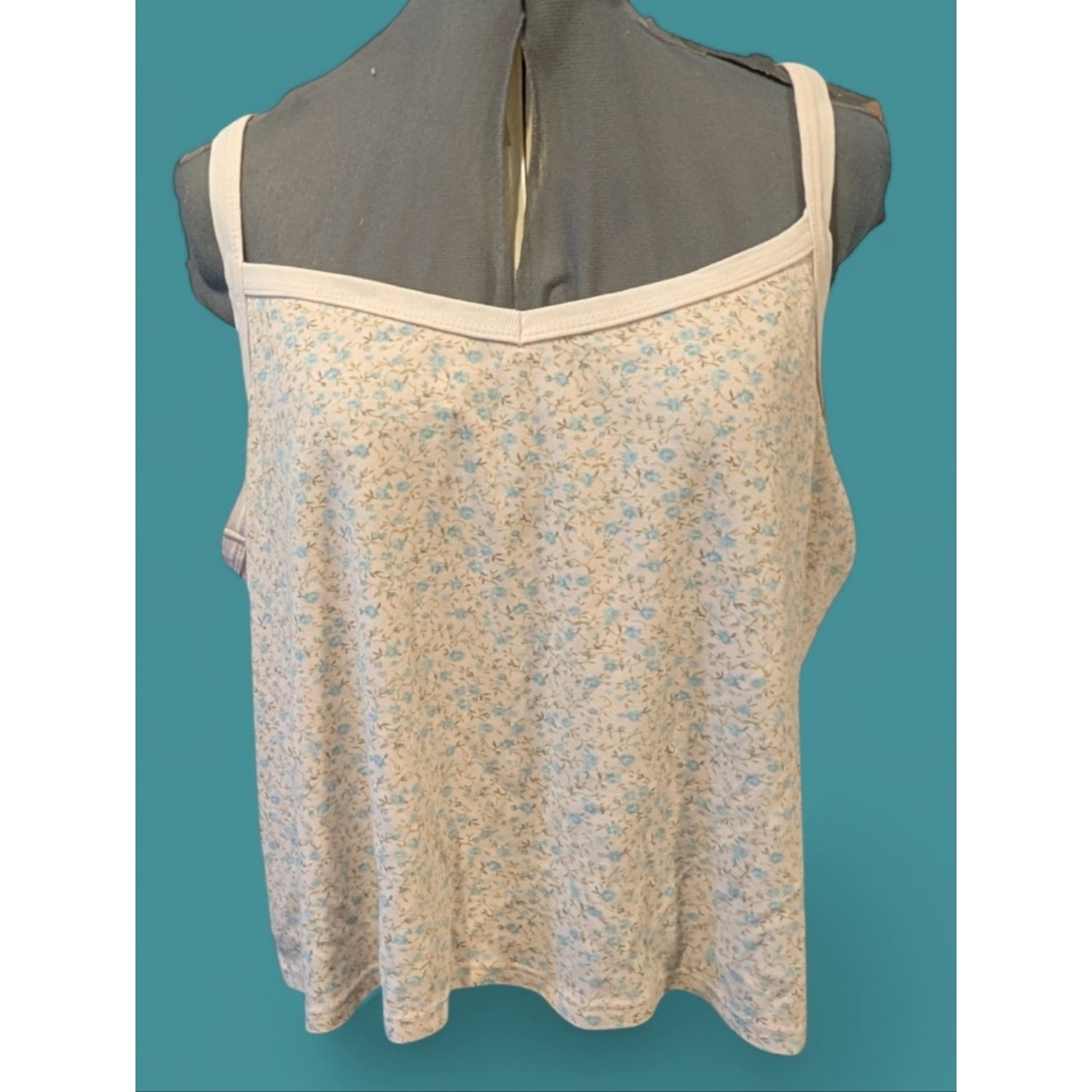 90s vintage Marsh Landing Womens floral print cotton Tank Top Shirt size XL
