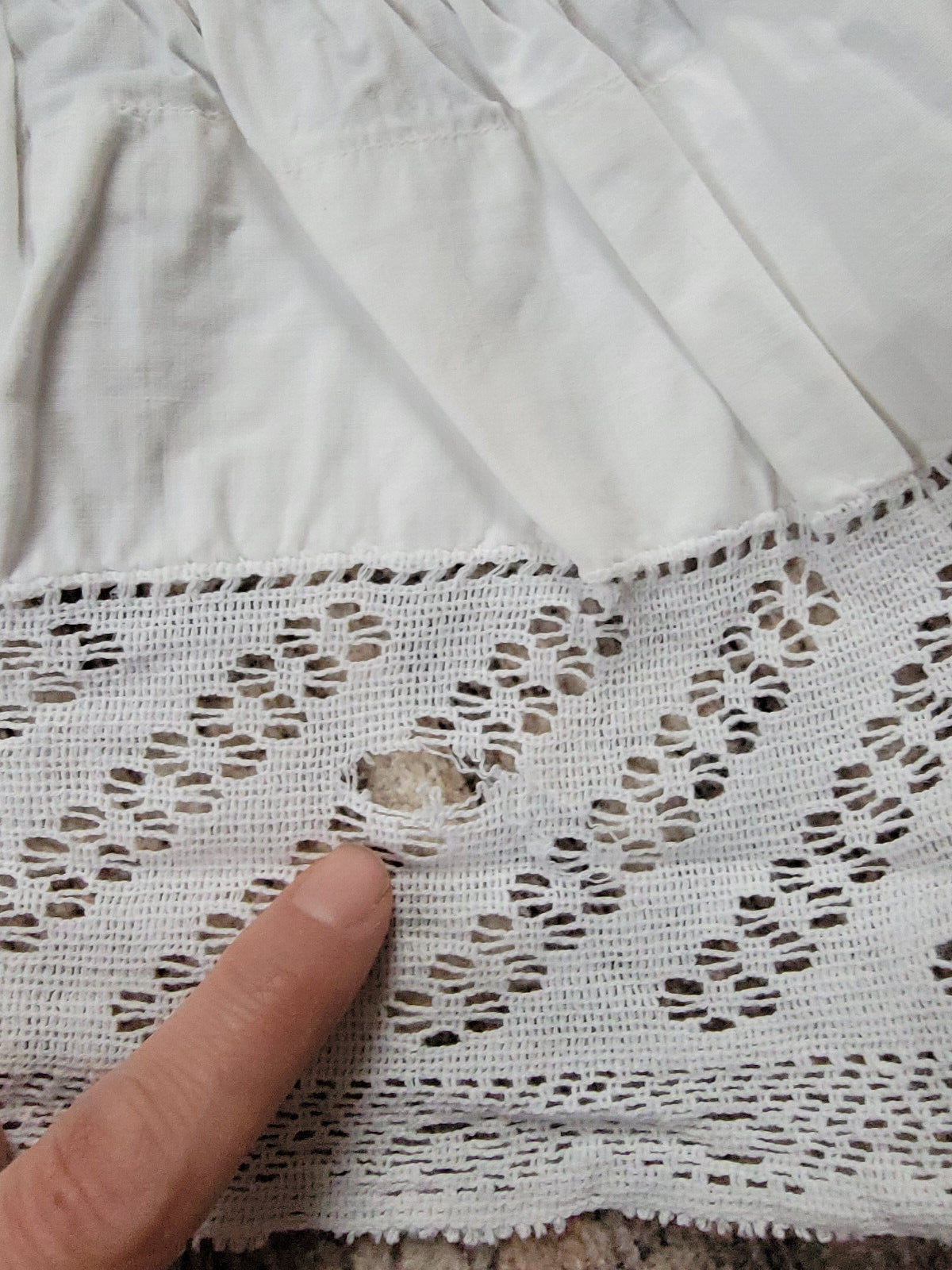 Antique Vtg Petticoat Slip Attachment Lace Trim Edge 8×72 cotton white 2 yards
