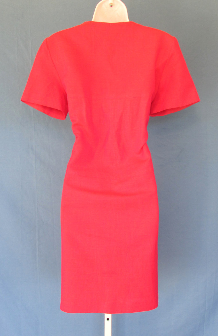 VINTAGE 1960s 70s MOD SCOOTER DRESS MAGENTA POSITIVE ATTITUDE WOOD BUTTONS