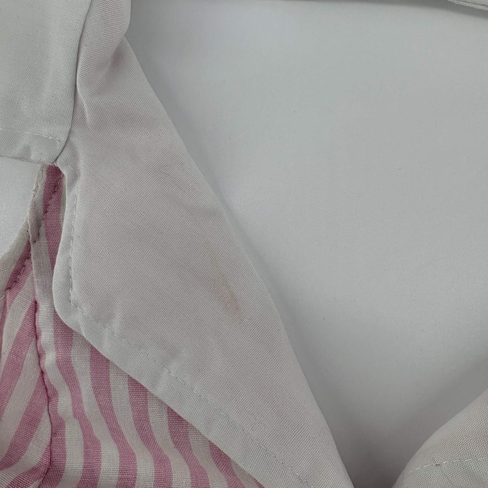 VTG 80s TABBY Pink White Candy Stripe Halter Dress White Collar Smocked USA