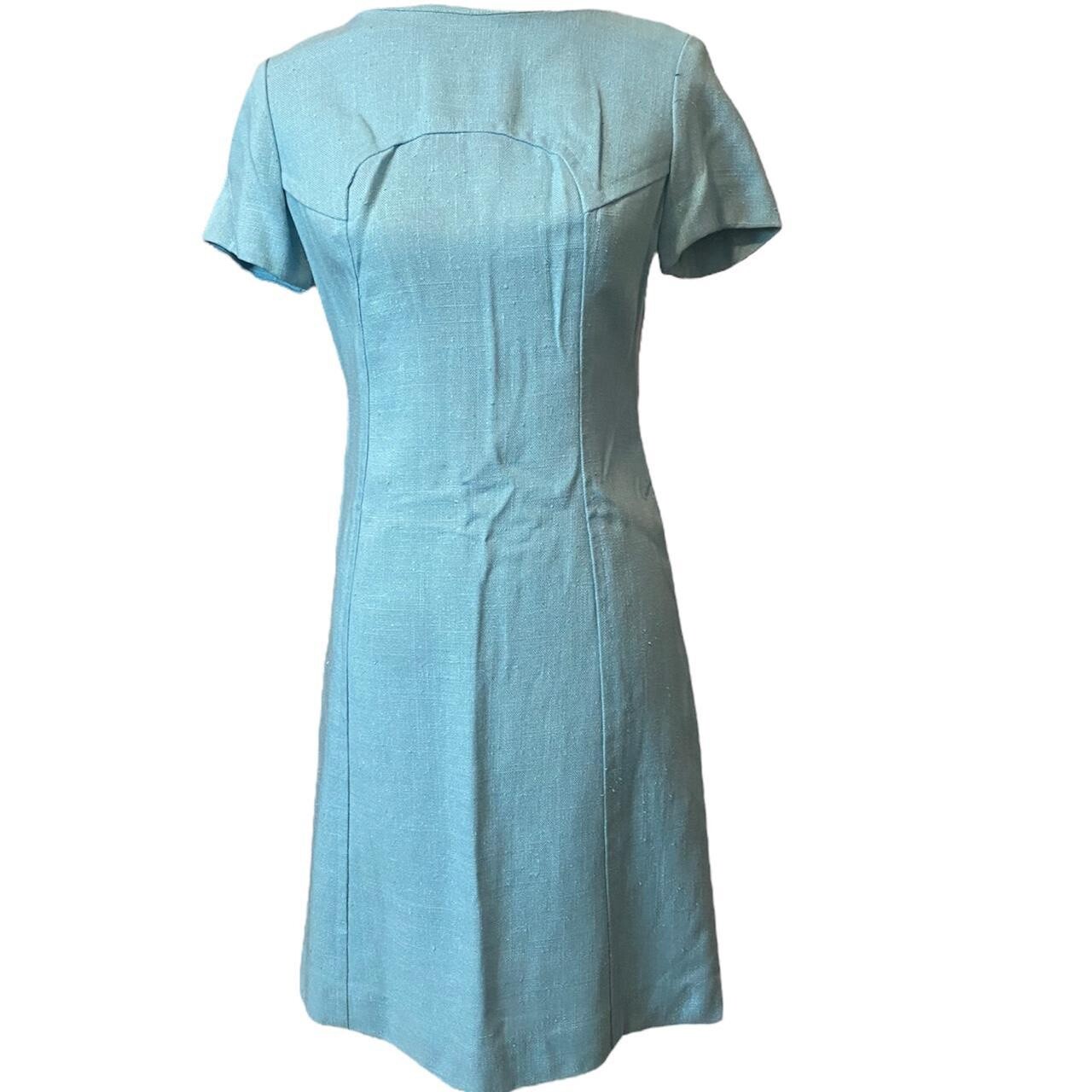 1950s Vintage Blue Dress with Button and Zipper Fasteners. Union Made.  