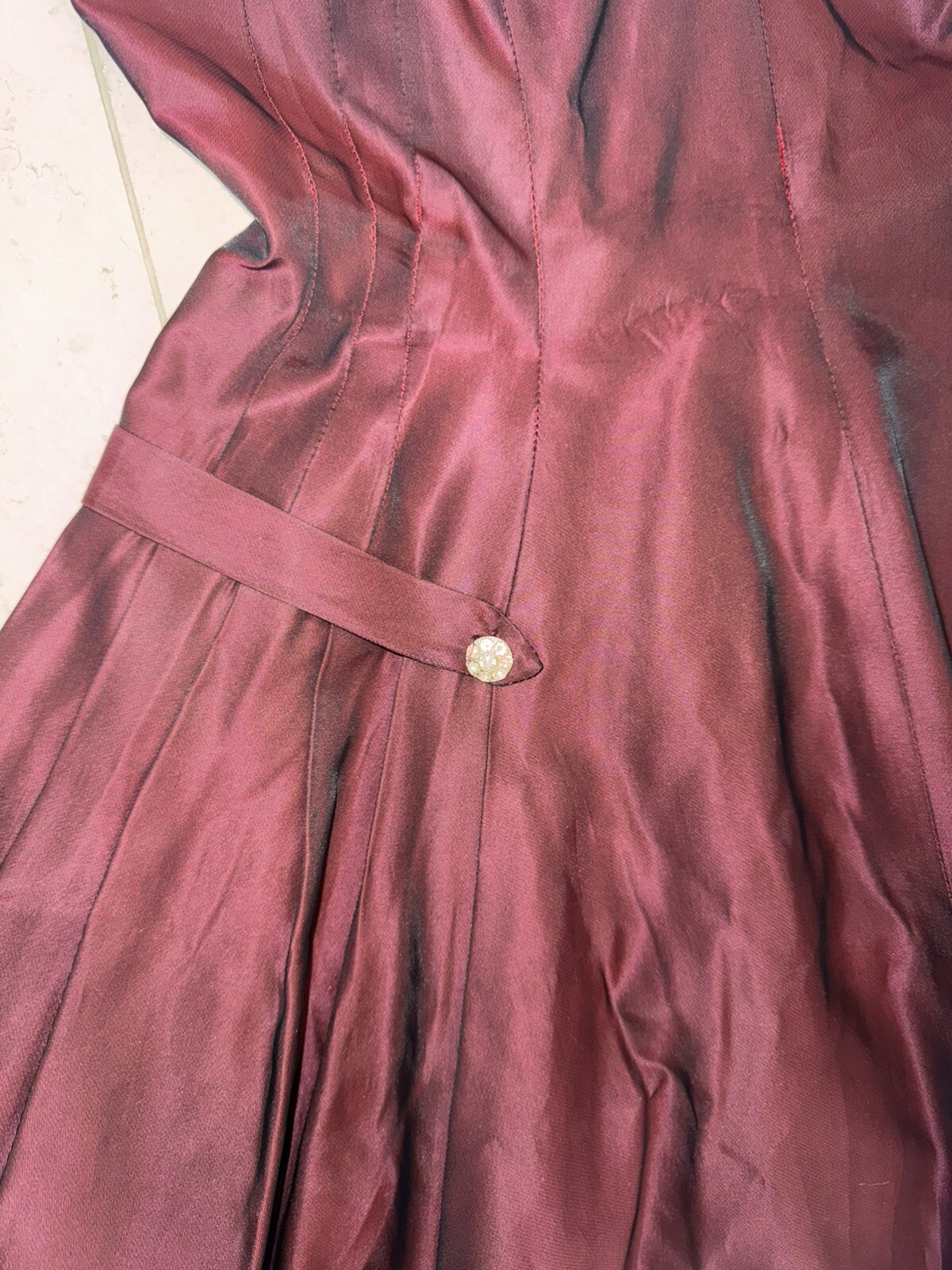 Gorgeous VTG Jonathan Logan BURGUNDY TAFFETA Party Tea Dress XS
