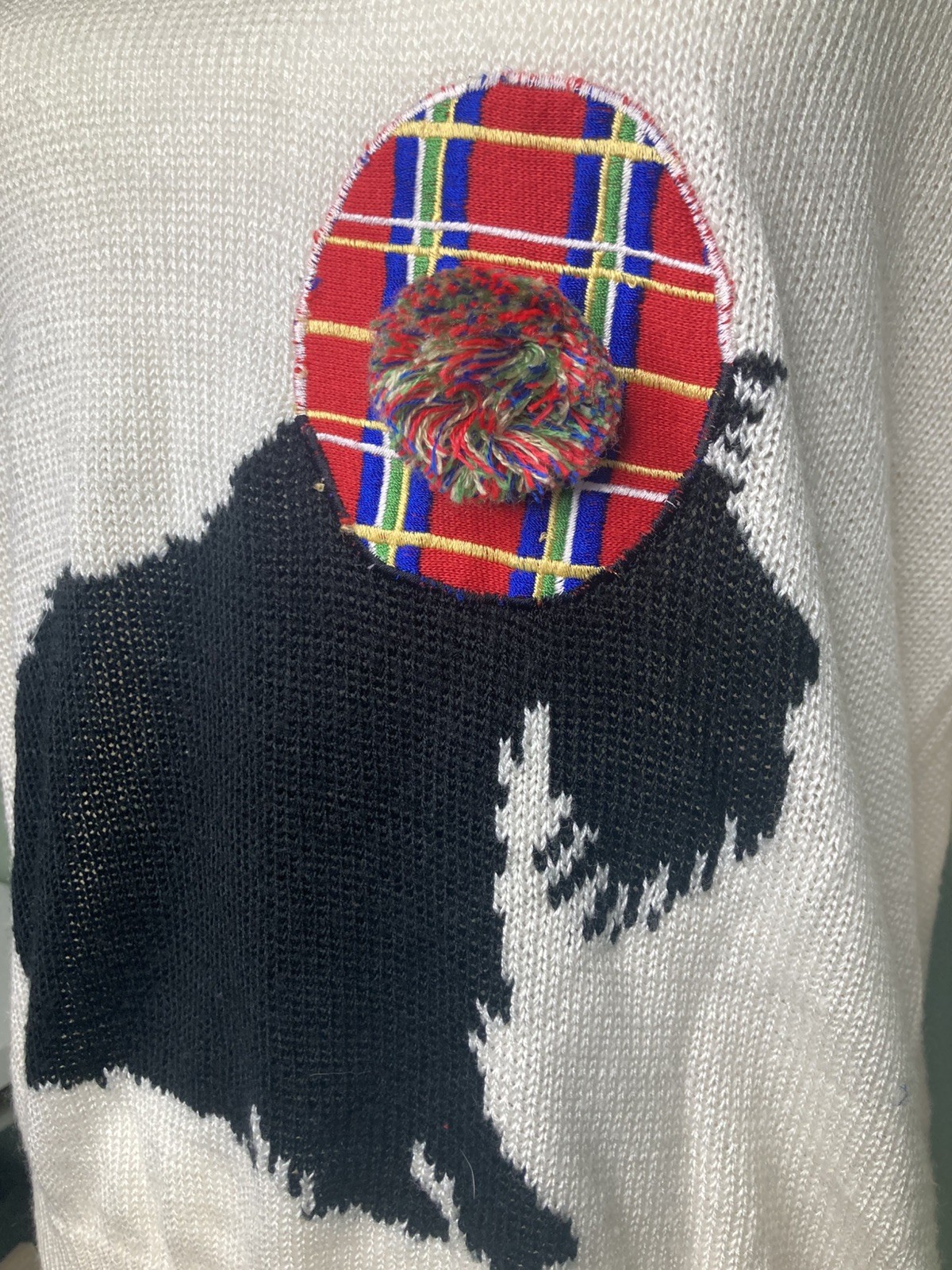 Vintage Cyn Les Shirlee Womens V Neck Sweater Scottie 1960s Size Medium M