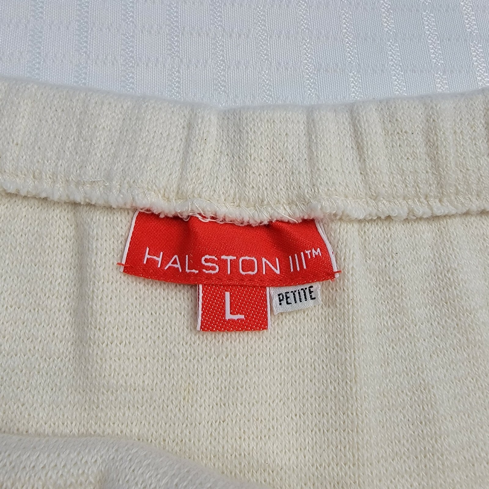 Womans Halston III Vintage Union Made Skirt petite large Ivory 100% Cotton USA