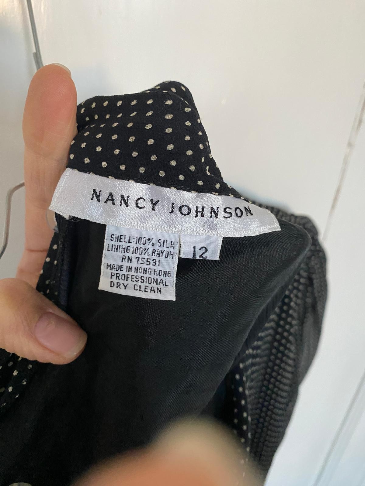 Nancy Johnson Vintage Silk Polka Dot Voile Long Dress Size 44