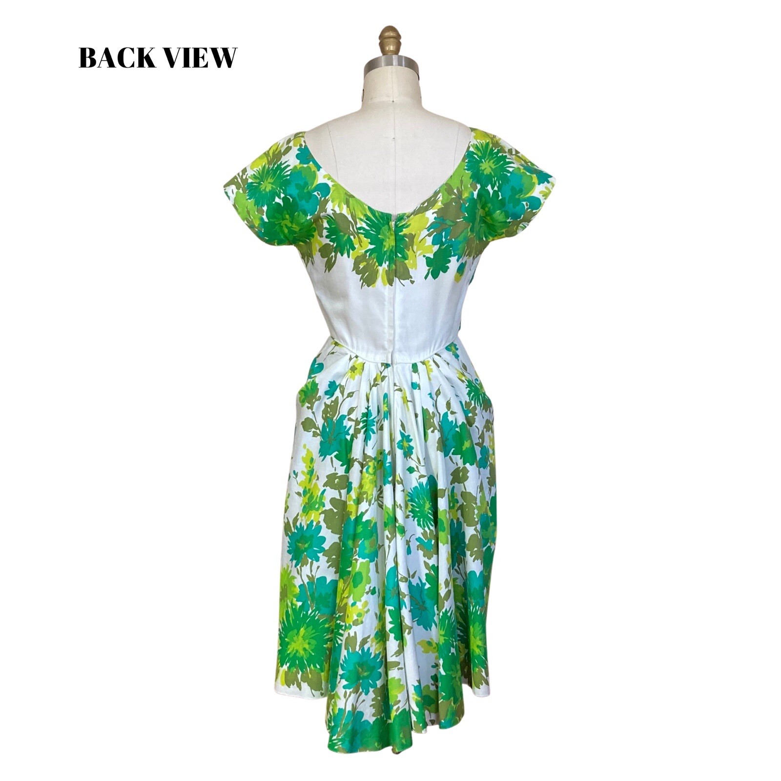 Vintage 1960s Green & Chartreuse Floral Cocktail Dress | 1960s Vintage Floral