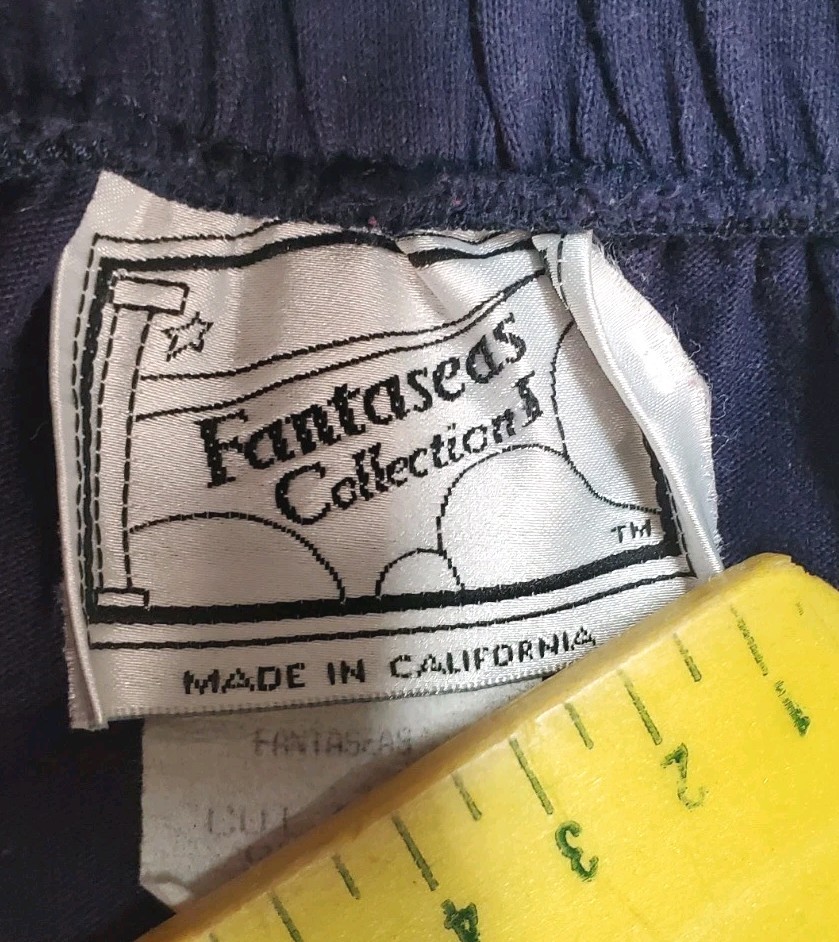 Vtg 80’s Fantaseas Collection Pants Juniors Size L Harem Ruched Flap Pants Navy