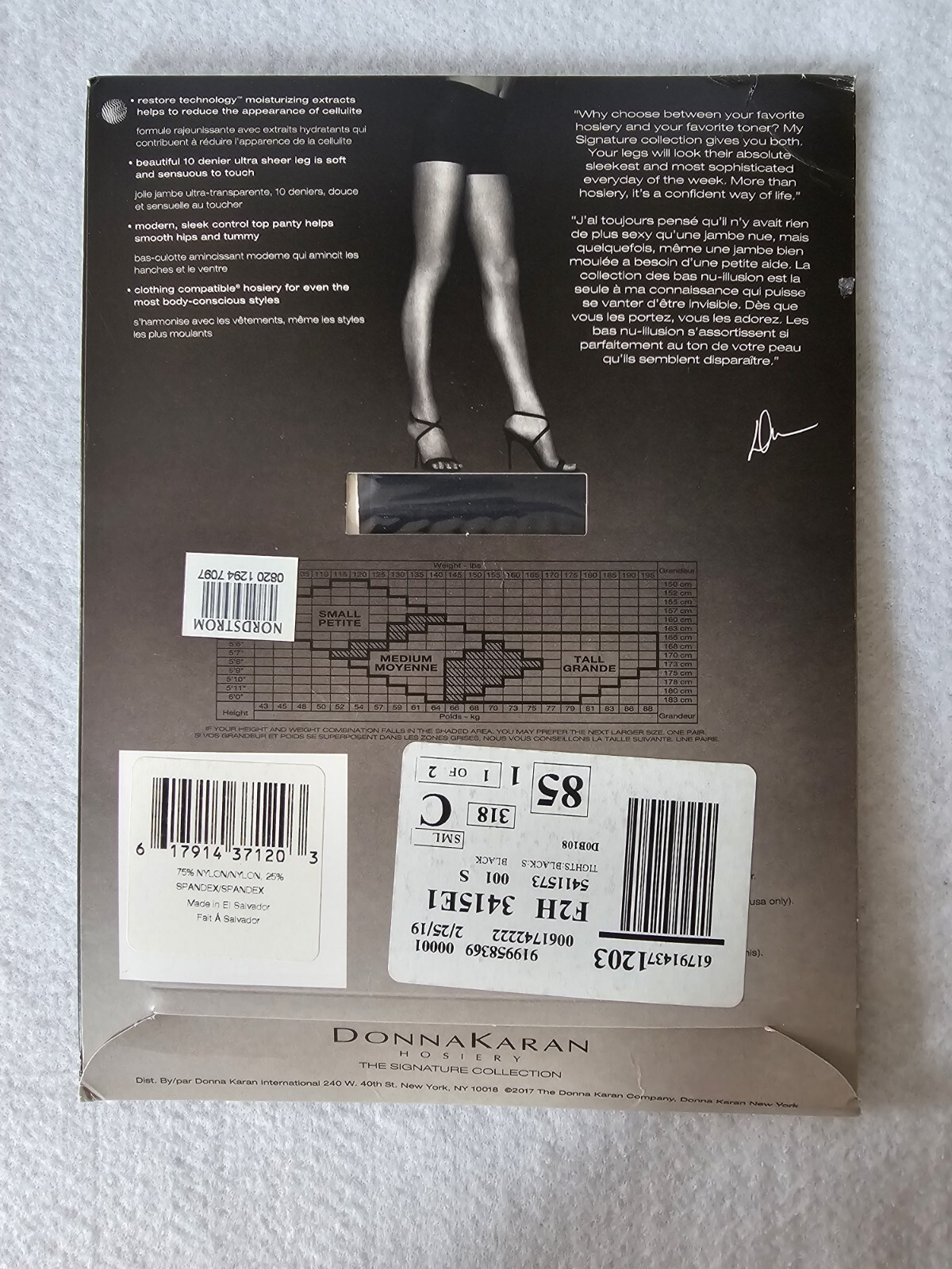 Donna Karan Pantyhose Womens Control Top Black Hosiery Style 124 Size S Petite
