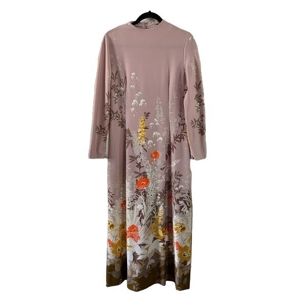 Vintage Collector’s Item Leonard Sunshine Maxi Pink Floral Dress Dorothy Shoop