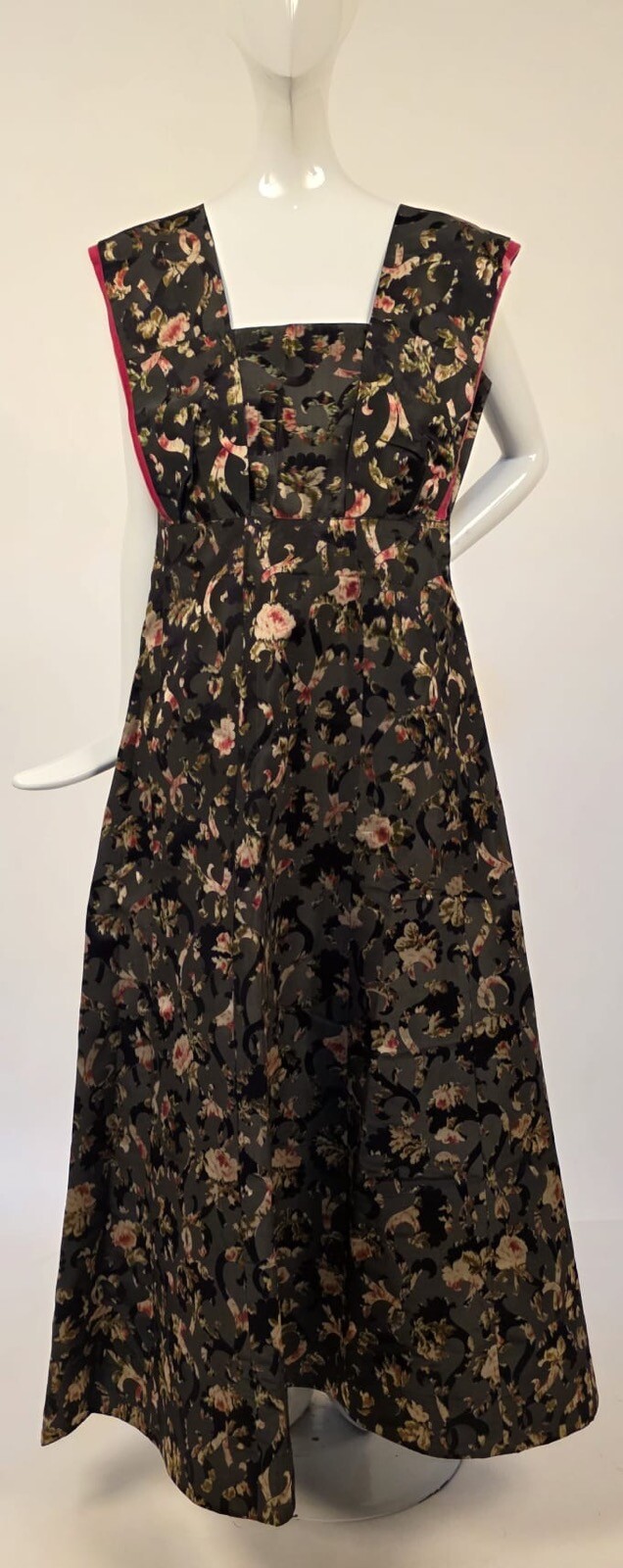 NEVER WORN PRISTINE EDWARDIAN FLORAL FRENCH SILK JACQUARD LONG DRESS