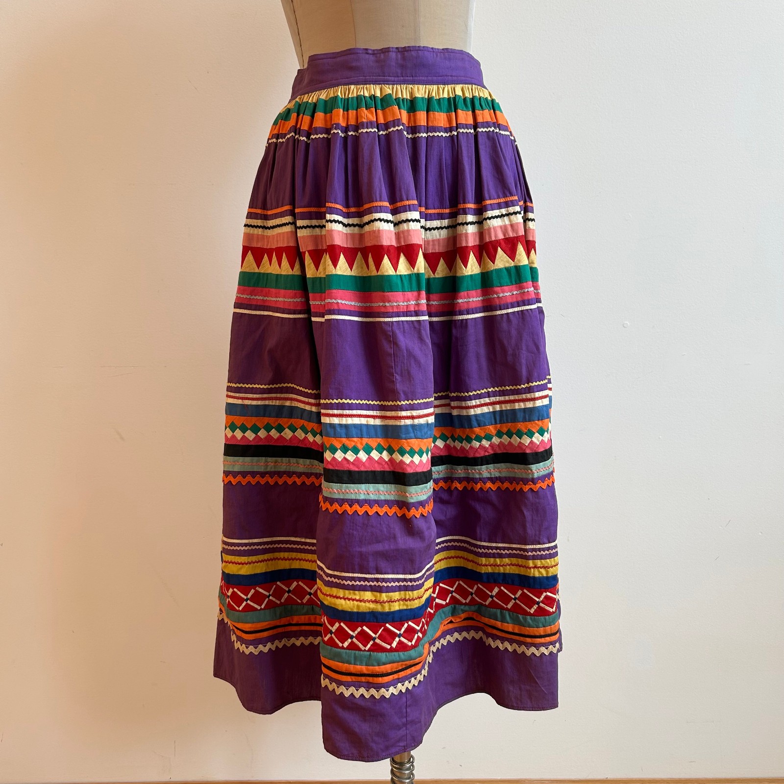Vintage Colorful Native American Quilted Patchwork Skirt Seminole