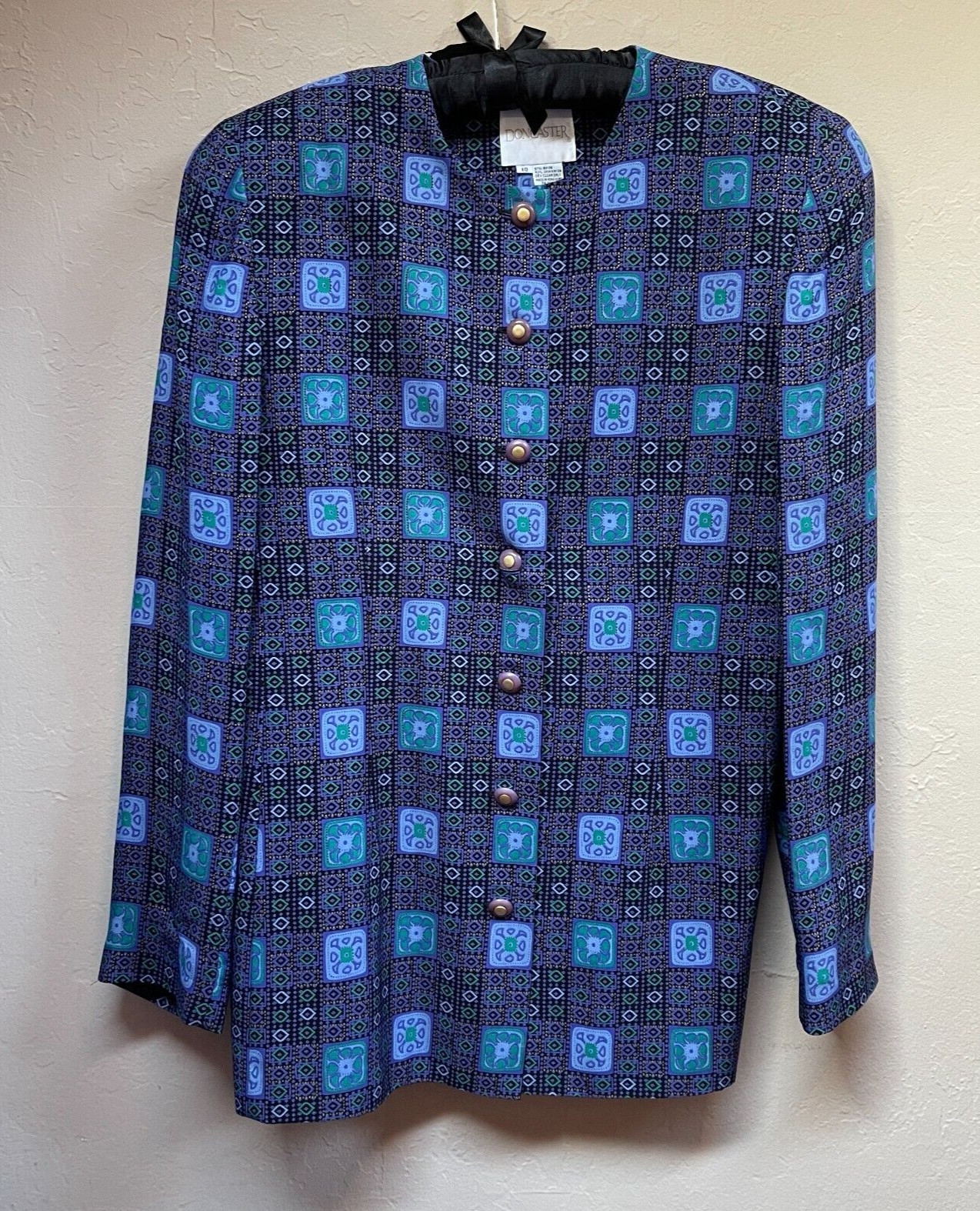 Doncaster Womens Sz 10 Printed Button Front Shirt Jacket Multicolor Lightweight