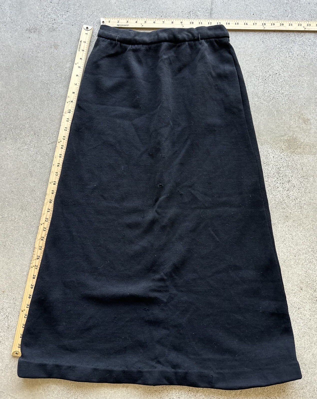 Vintage Geistex Geist Inc NY Black 100% Pure Virgin Wool Maxi Skirt Size 12 USA