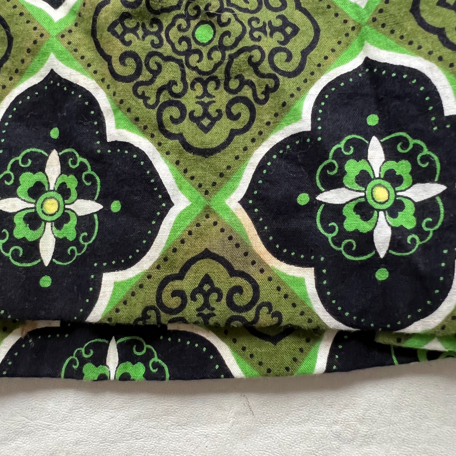 Vintage homemade dress halter neck maxi green black floral sleeveless size 6