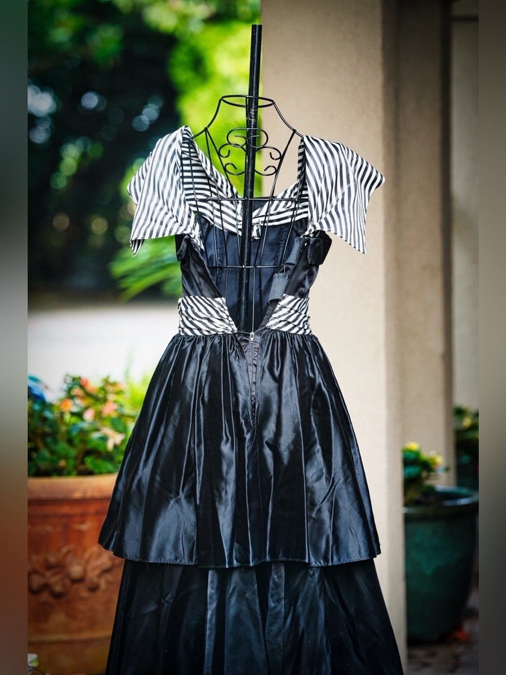 Vintage Gunne Sax by Jessica McClintock Black Striped 80s Prom Dress Size 3