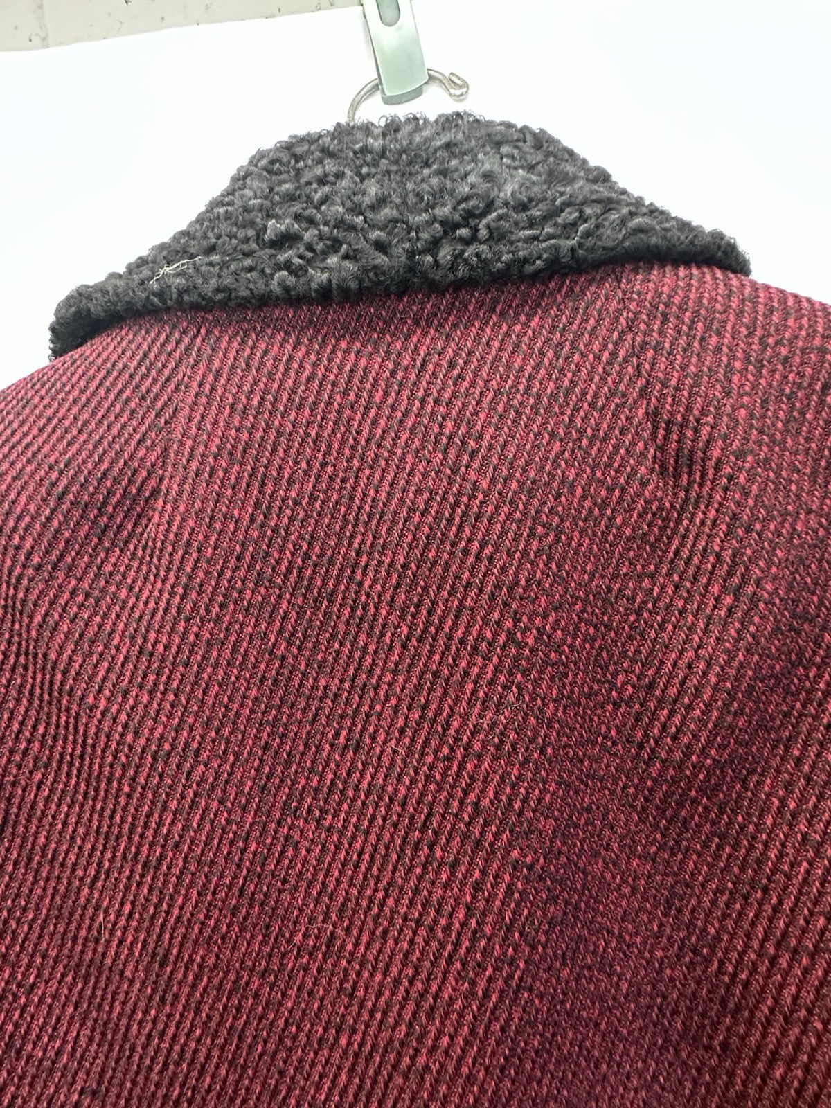 Vtg 1950s Barclay Furs Red Wool Persian Lamb Short Jacket and Pencil Skirt Suit