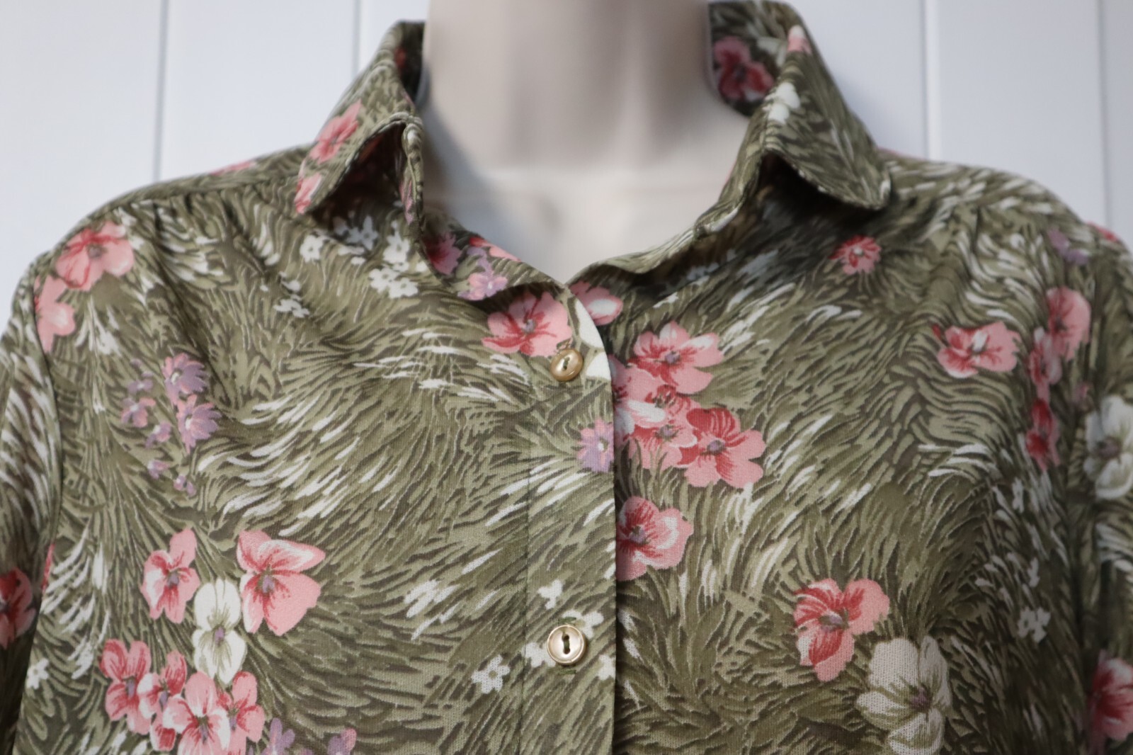 Vintage ECCOBAY womens multicolor floral semi sheer blouse size 13-14 (USA)