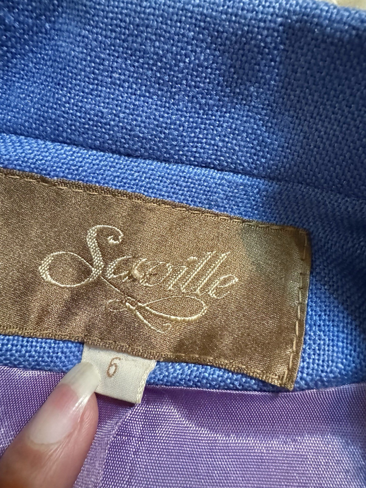 Vtg Saville Blue Blazer Jacket Huge Pockets 6 XS 70s 80s Pearl Buttons Fitted