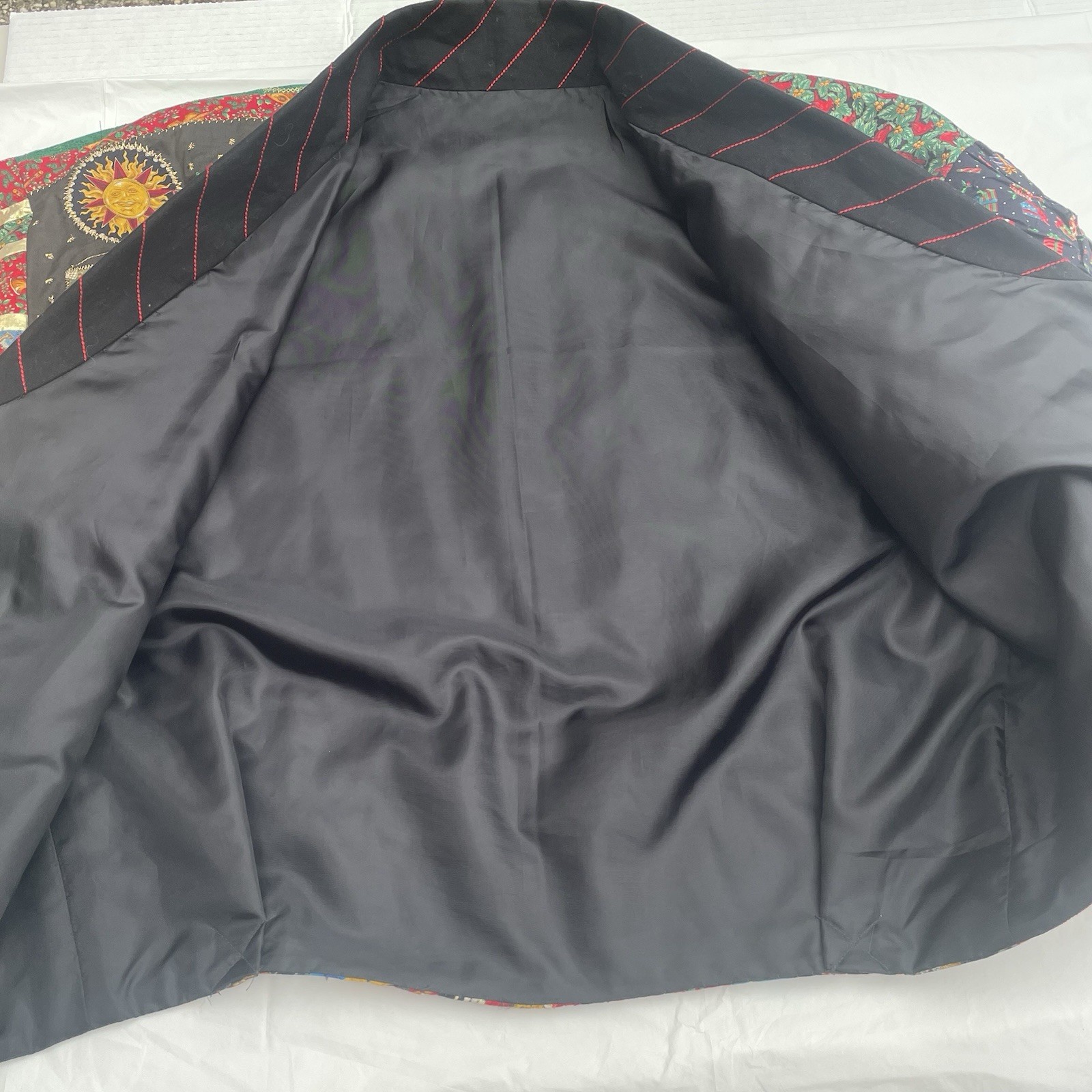 Rare Patchwork Quilt Jacket XL Color Blocking Contrast Handmade Unique Women