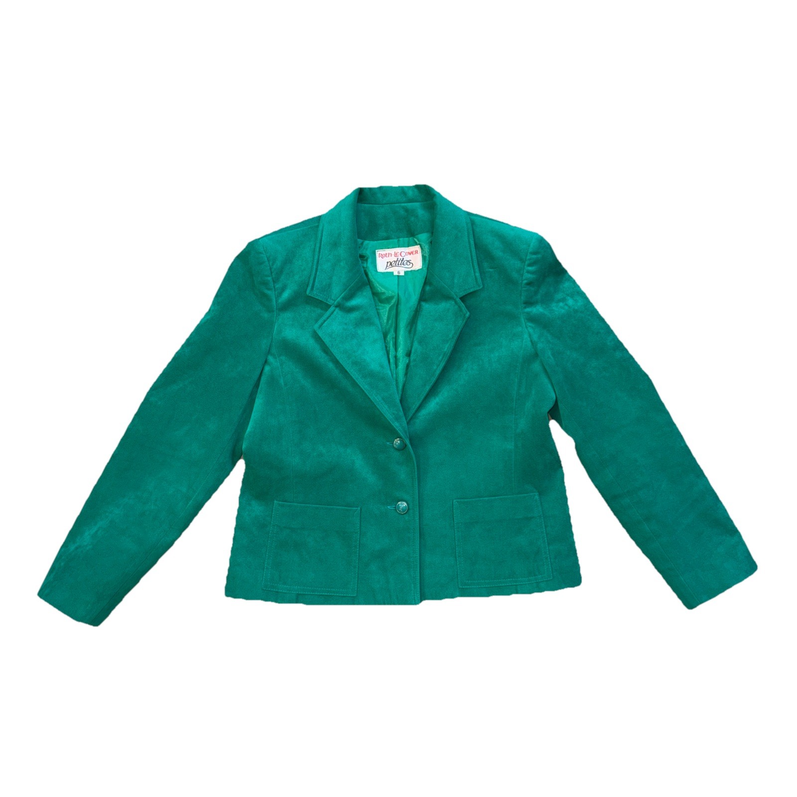 Vintage Roth LeCover Ultrasuede Skirt Suit Green Petite 6 Union Made USA