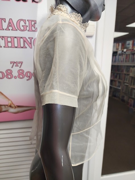 Gorgeous Vintage Jolene Cream Color Sheer Blouse 1950’s Swing Rockabilly