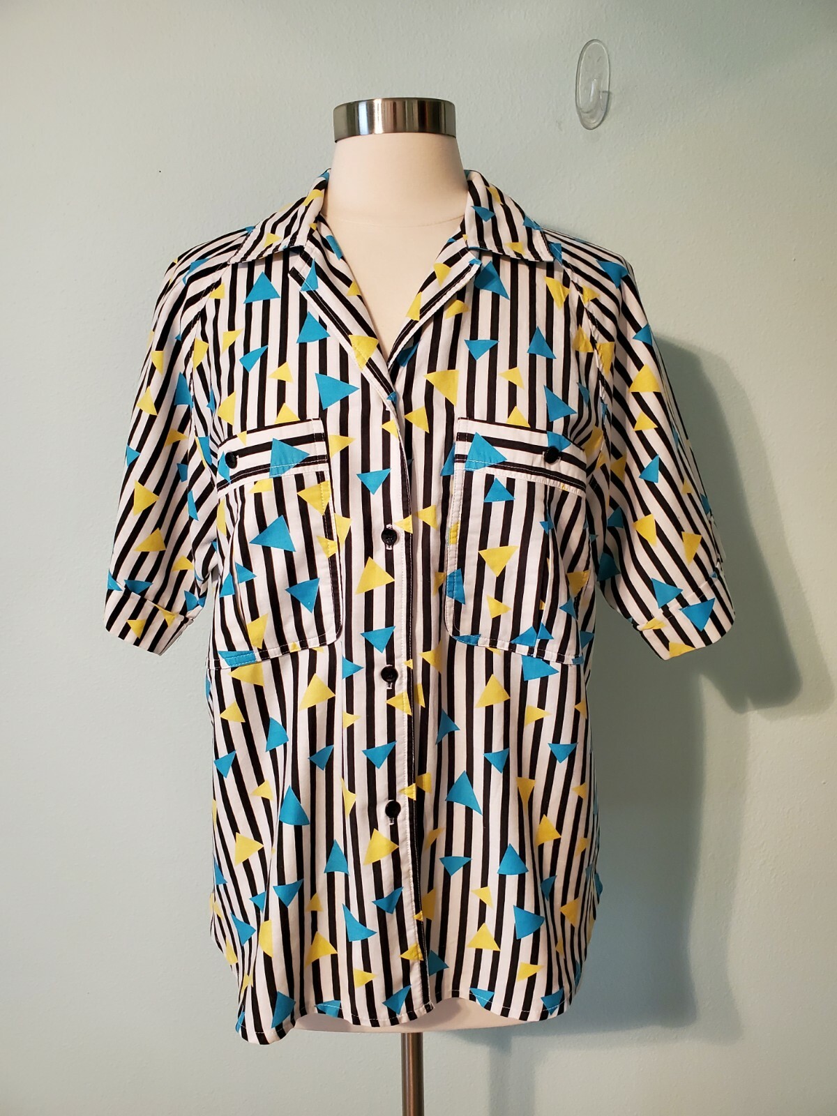 Vintage 1980s Da-Rue of California Wild Saved By the Bell Style Striped Shirt
