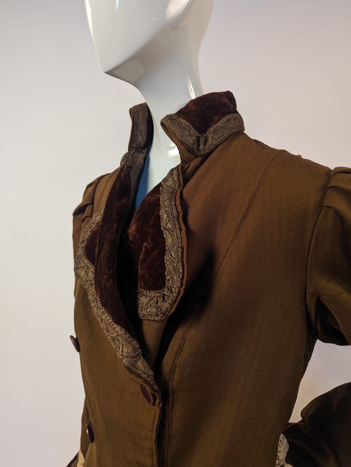 EDWARDIAN JACKET W VELVET + LACE + BRAID TRIM