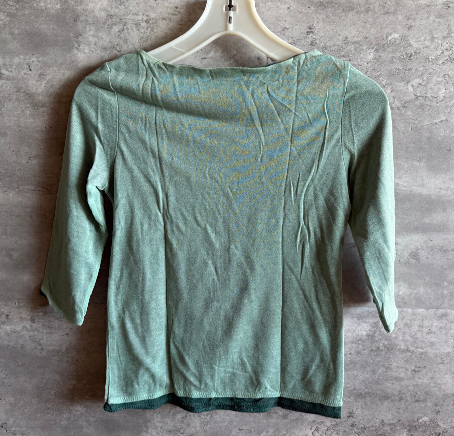 Vintage Michel Klein Itokin Green Knit Rayon Blend Top Size 38 Japan Import