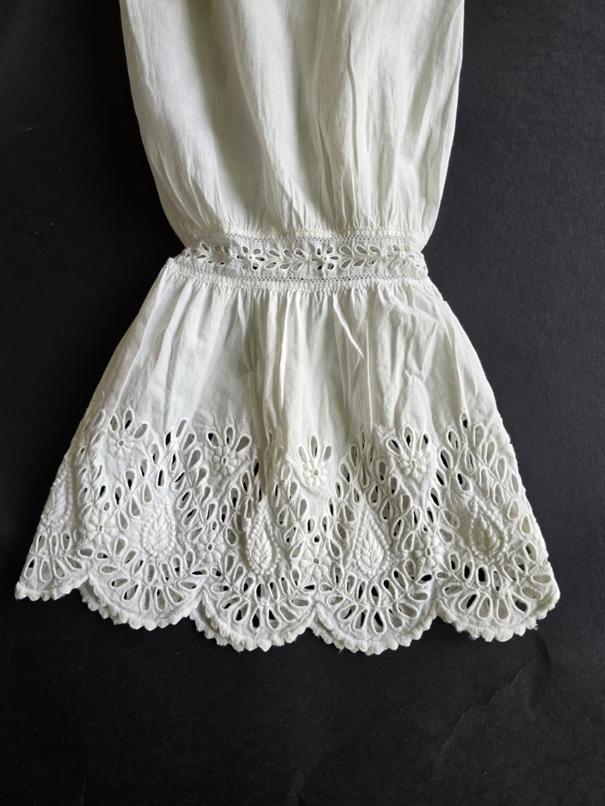 CIVIL WAR 1850’S COTTON UNDER SLEEVES FOR DRESSW ORNATE CUTWORK SCALLOP EDGE