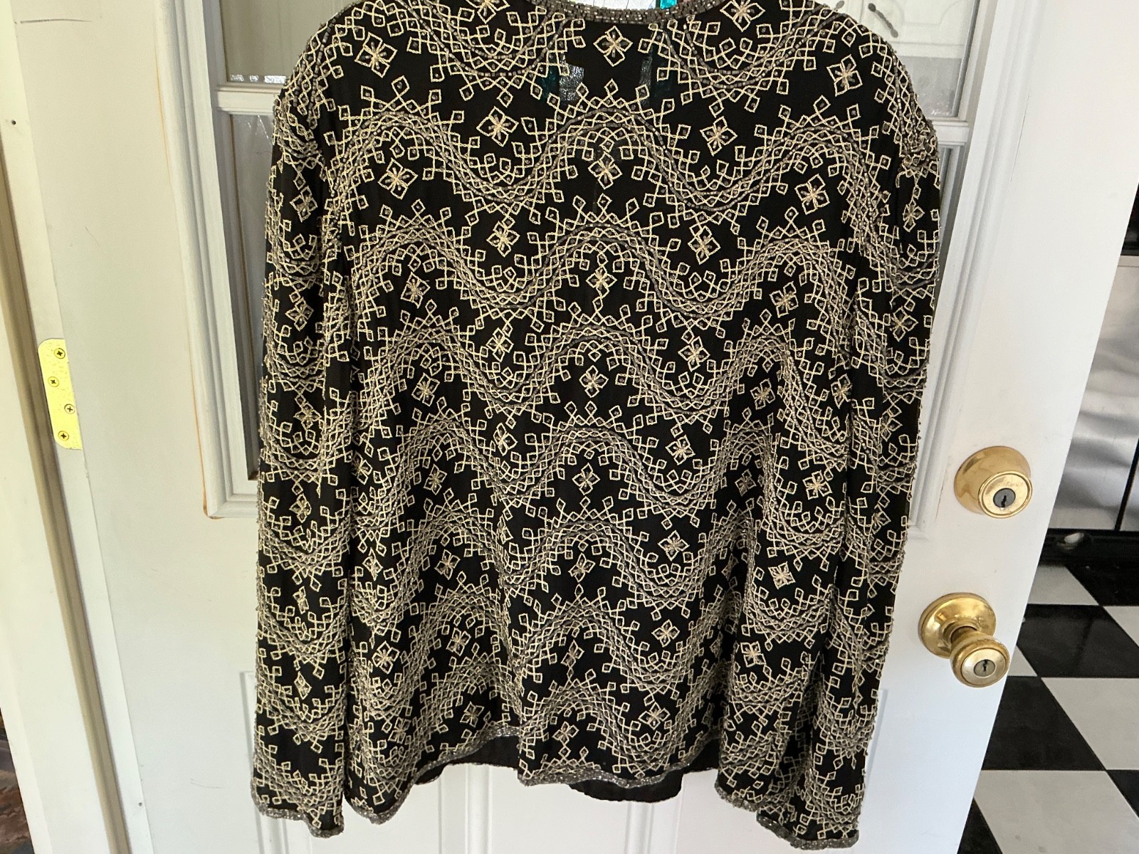VINTAGE ADRIANNA PAPELL EVENING XL GLASS beaded embroidered JACKET/overlay