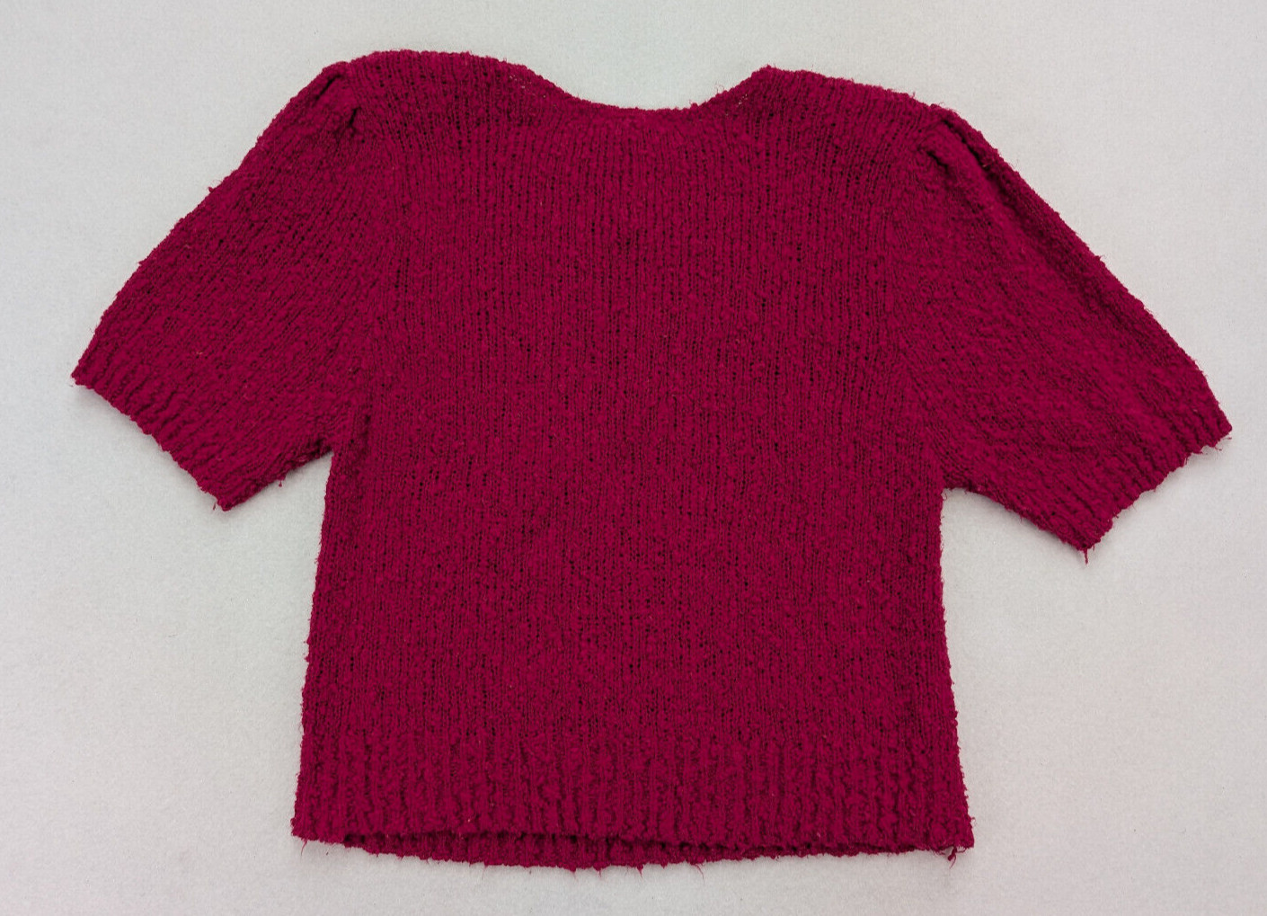 Yarnworks Vintage 90s Women’s Sweater Size 42 Raspberry Pink Short Sleeve
