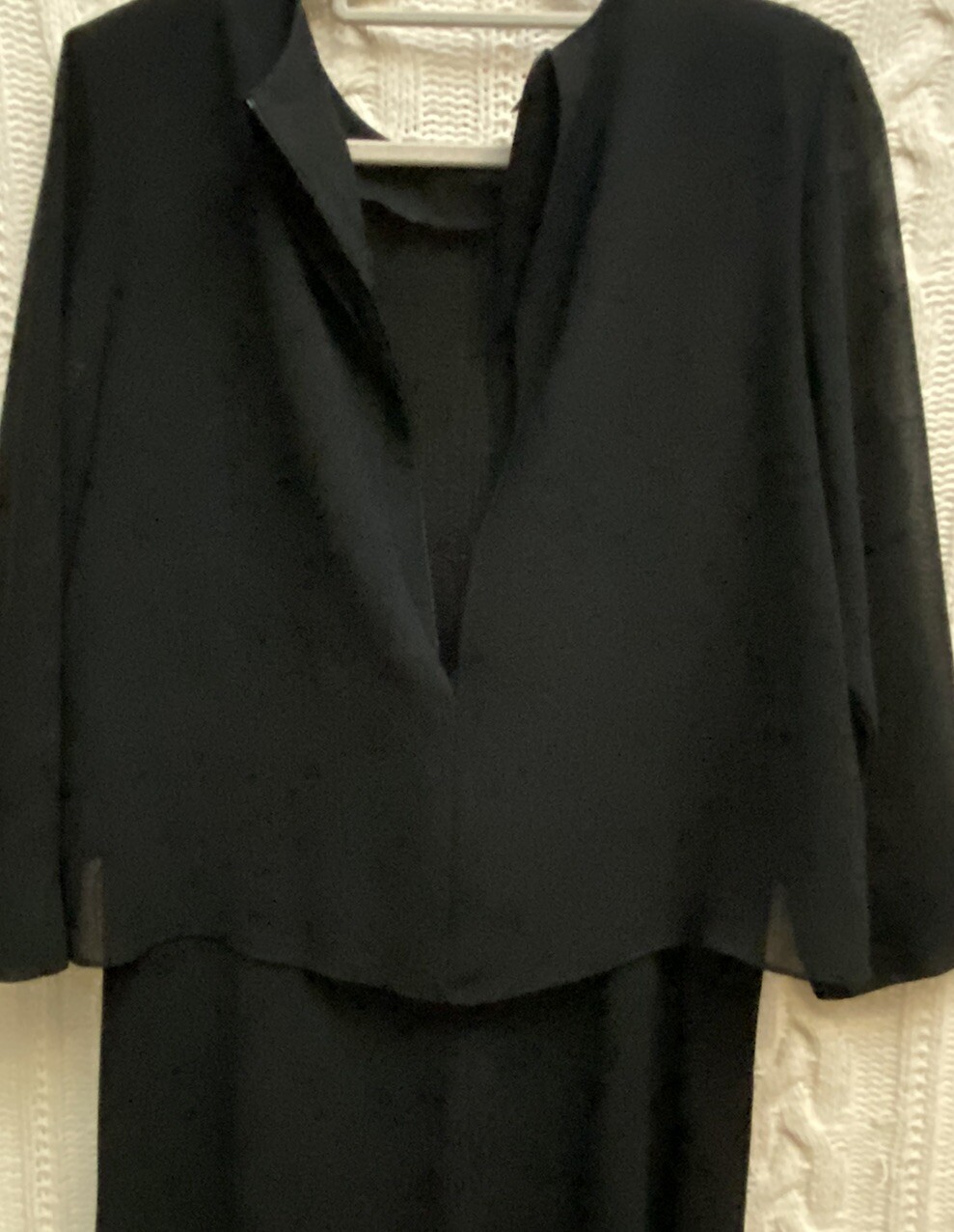 VTG Drapers & Damon Black Evening Gown Dress 14 USA Sheer Over Cape Goth