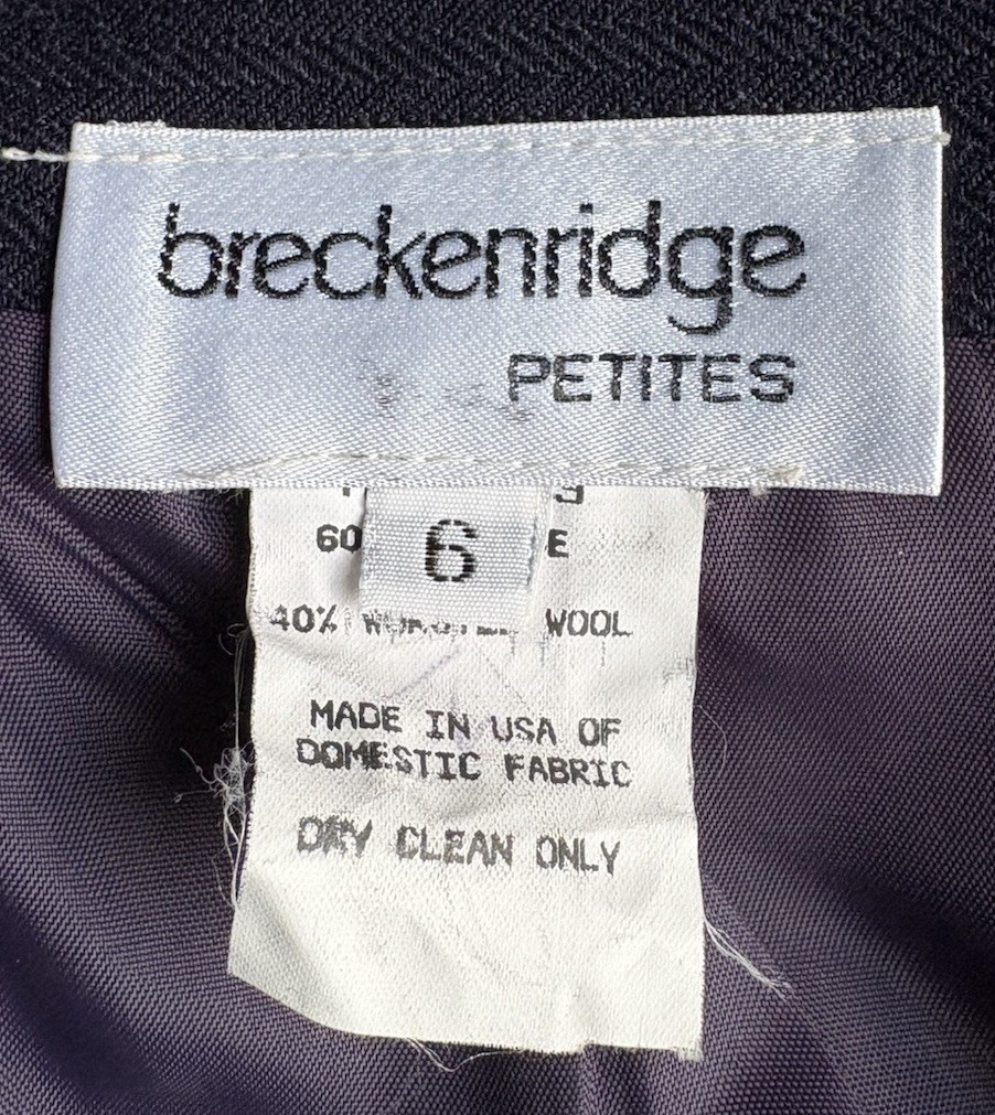 Working Girl Breckenridge VTG Navy Double Breasted Jacket Skirt Suit 70’s 2P/6P