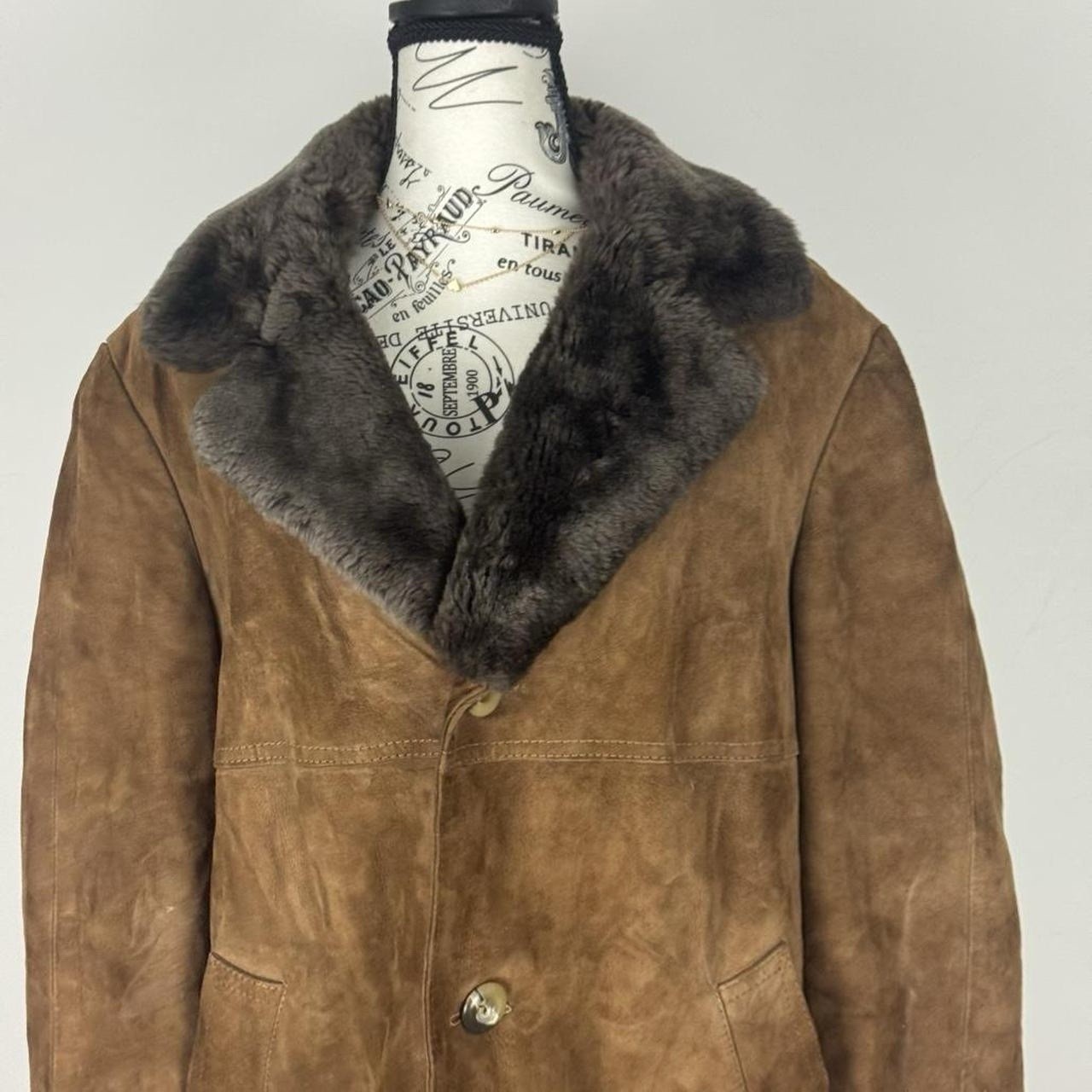 VTG 70s brown suede sherpa coat Size M EU 44 Boho